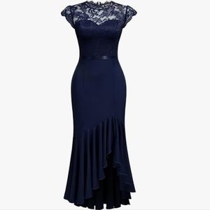 Navy blue,lace dress size L